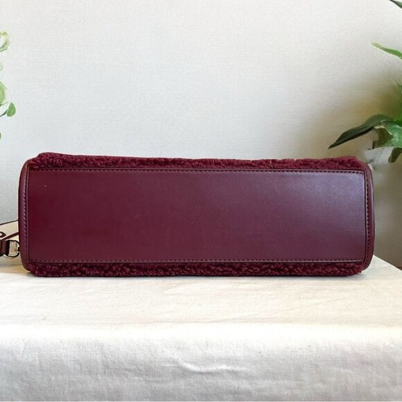 Michael Kors Mirella shearling Medium Burgundy Tote - Picture 4 of 8